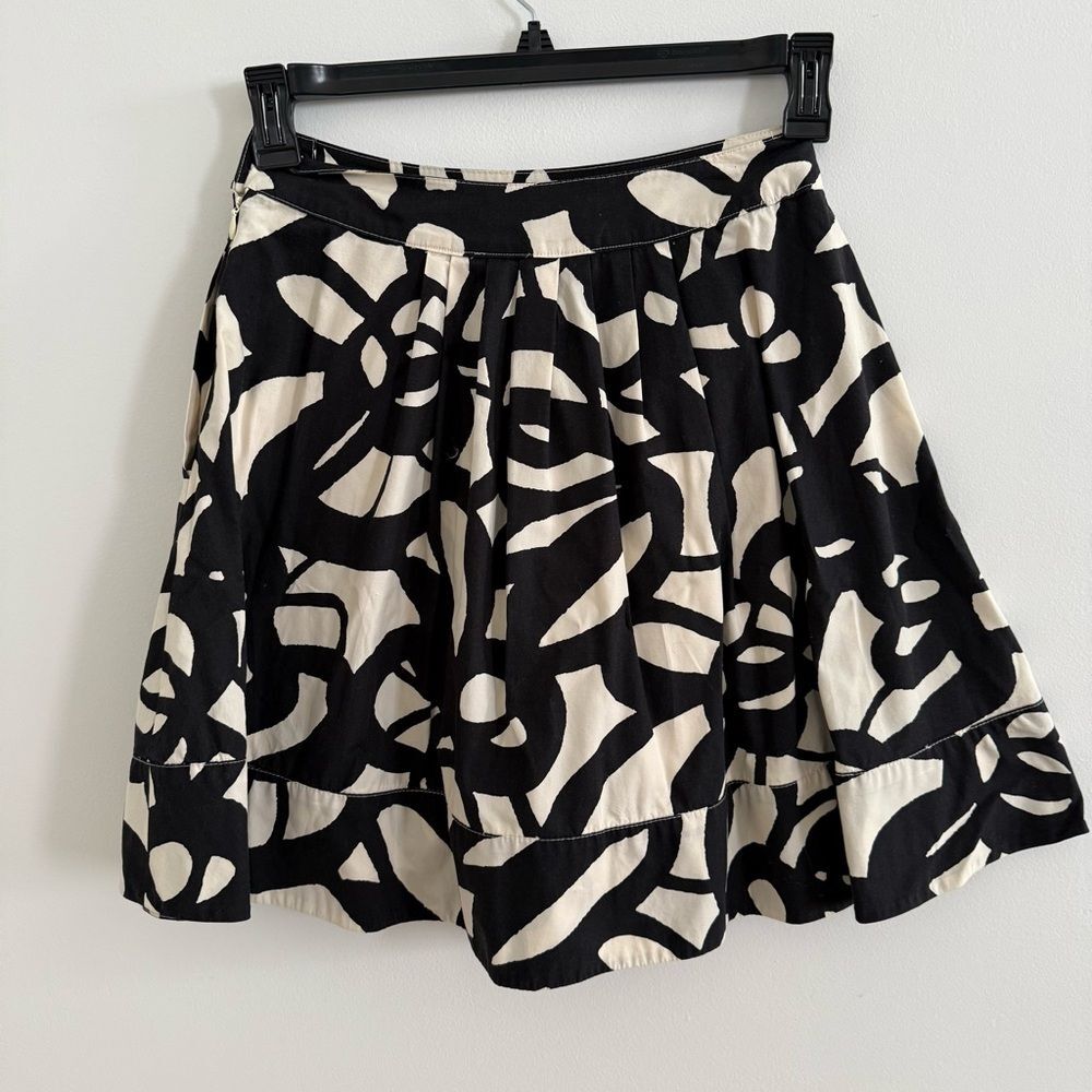 Anthropologie Fei Ruffle Mini Skirt Lined Abstract Pattern 100% Cotton  Size 0 - Picture 4 of 8